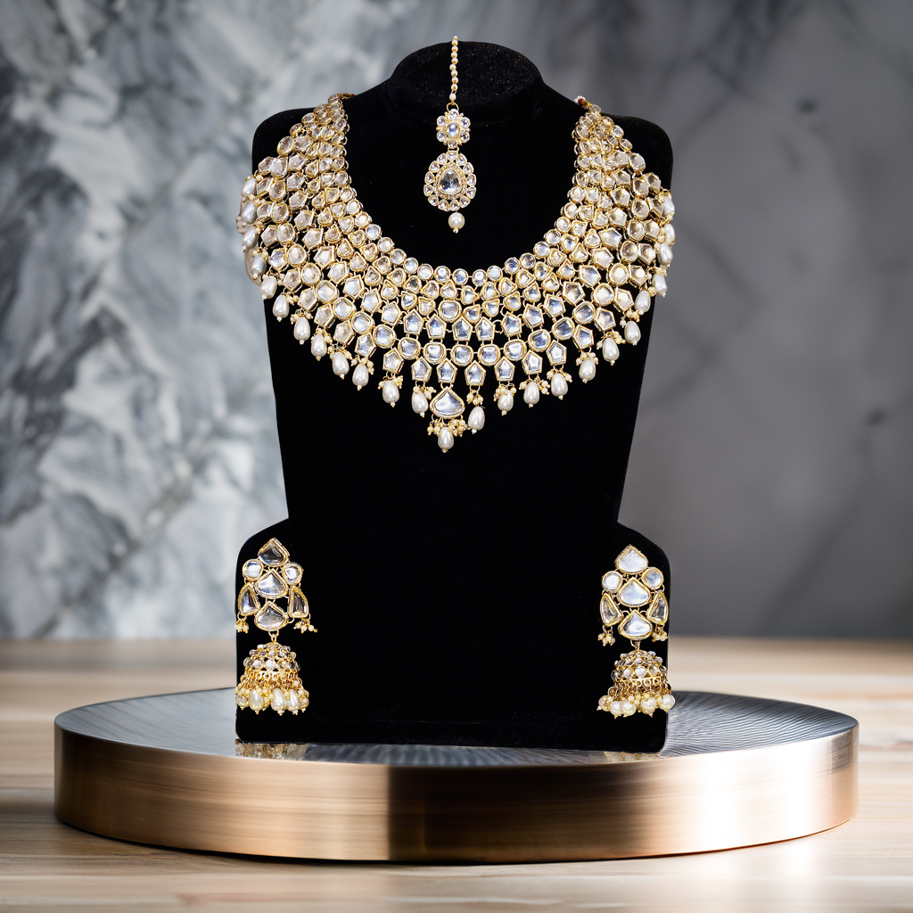 BRR1S1001 White Kundan Set